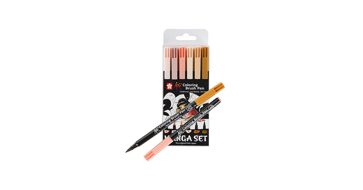 koi coloring brush pen manga set